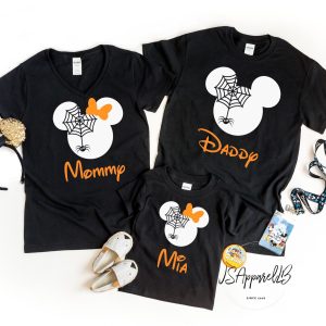 Spider Head With Names Minnie And Mickey Family Vacation Shirt