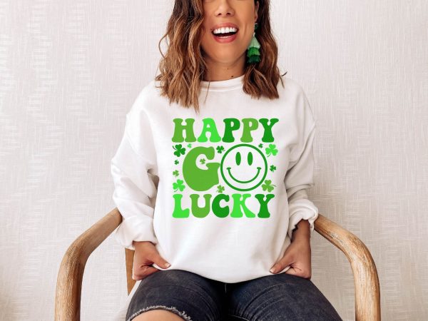 St Patricks Day Go Lucky Shamrock Clover Sweatshirt