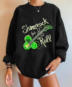 St Patricks Day Guitarist Shamrock N Roll Shirt 2