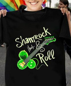 St Patricks Day Guitarist Shamrock N Roll Shirt 3