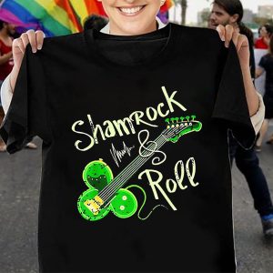 St Patricks Day Guitarist Shamrock N Roll Shirt 3