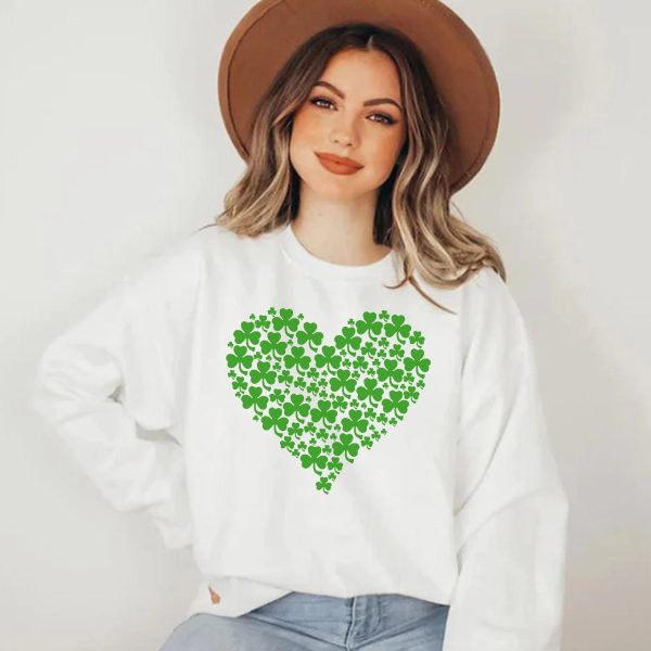 St. Patrick’s Day Shamrock Heart Cute Irish Sweatshirt Sweater