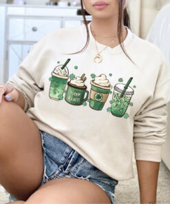 St Patricks Day Shamrock Irish Coffee Lover Pattys Sweatshirt 1