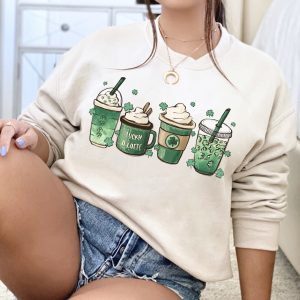 St Patricks Day Shamrock Irish Coffee Lover Pattys Sweatshirt