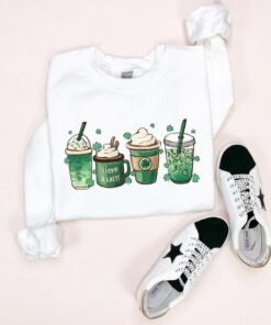 St Patricks Day Shamrock Irish Coffee Lover Pattys Sweatshirt 2