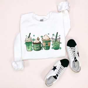 St Patricks Day Shamrock Irish Coffee Lover Pattys Sweatshirt