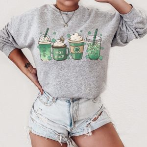 St Patricks Day Shamrock Irish Coffee Lover Pattys Sweatshirt 3