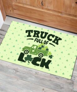 St Patricks Day Truck Shamrock Door Mat 1