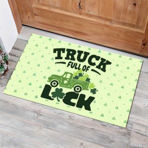 St Patricks Day Truck Shamrock Door Mat