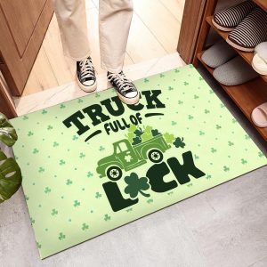 St Patricks Day Truck Shamrock Door Mat 2