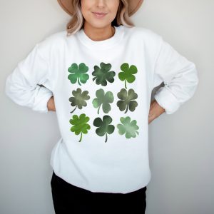 St. Patricks Day Watercolor Shamrocks Sweatshirt