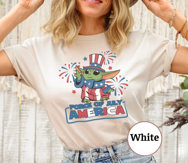 Star War Force Of July American Baby Yoda Indepence Day Shirt