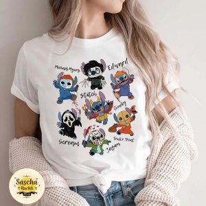 Stitch Horror Hallowwen Film Characters Shirt