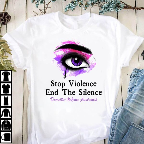 Stop The Violence End Silence Purple Eye Domestic Awareness Shirt