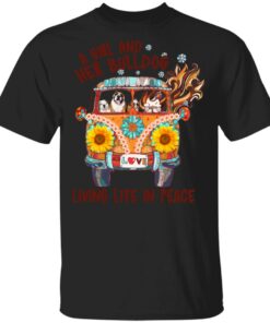 A Girl And Her Bulldog Living Life In Peace T Shirts 1