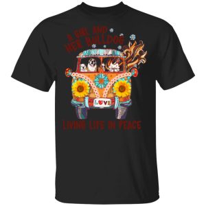 A Girl And Her Bulldog Living Life In Peace T-Shirts