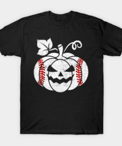 Baseball Player Scary Pumpkin Vintage Costume Halloween T Shirt 1