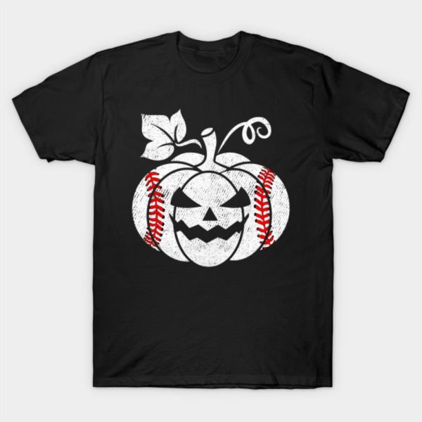 Baseball Player Scary Pumpkin Vintage Costume Halloween T-Shirt