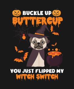 Buckle up buttercup you just flipped my Witch Switch funny Dog Halloween T shirt 2