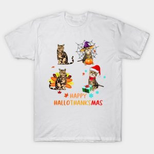 Cat Happy HalloThanksMas t-shirt