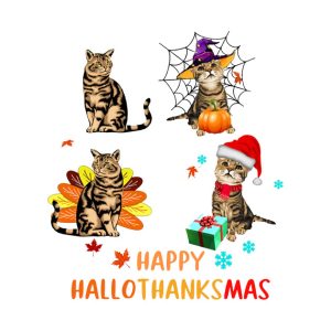 Cat Happy HalloThanksMas t-shirt