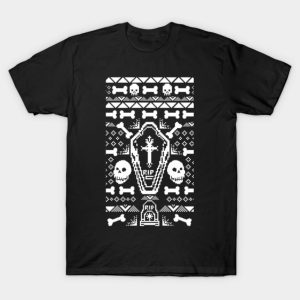 Coffin And Skulls Spooky Skeleton Bones Ugly Halloween T-Shirt