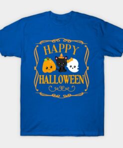 Cute Black Cat Ghost Pumpkin Halloween T shirt 1