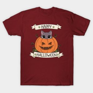 Cute Cat in Pumpkin Halloween T-shirt