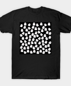 Cute Ghosts On Black Background T shirt 1