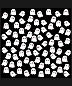 Cute Ghosts On Black Background T-shirt 1 Cute Ghosts On Black Background T shirt 2