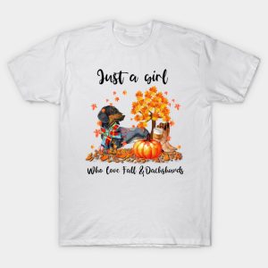 Dachshund Scarf Autumn Just a girl who love fall and Dachshund T shirt 1