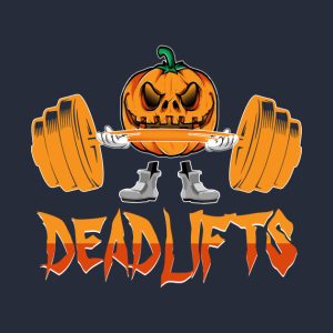 Deadlifts Weightlifting Pumpkin Gym Workout Halloween T shirt 2