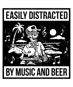 Easily Distracted By Music and Beer Skeleton Halloween T-Shirt 1 Easily Distracted By Music and Beer Skeleton Halloween T Shirt 2