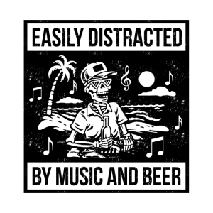 Easily Distracted By Music and Beer Skeleton Halloween T Shirt 2