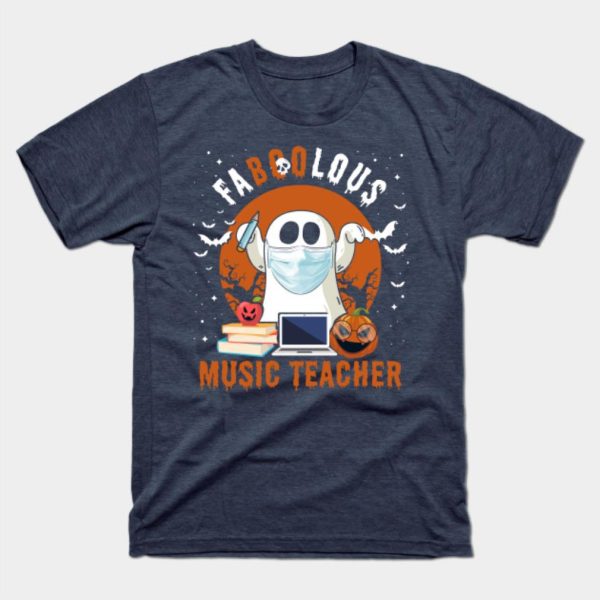 Faboolous Music Teacher Ghost Boo Funny Pun Halloween T-Shirt