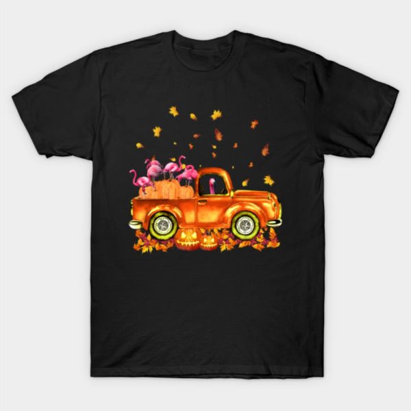 Flamingo Pumpkin Car Autumne Halloween T-Shirt