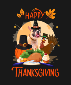 French bulldog Happy Thanksgiving Halloween T shirt 2