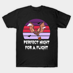 Funny Bat Halloween Perfect Night For A Flight Vintage T shirt 1