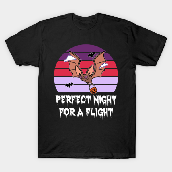 Funny Bat Halloween Perfect Night For A Flight Vintage T-shirt