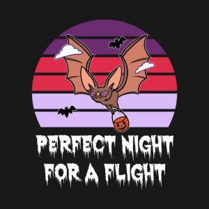 Funny Bat Halloween Perfect Night For A Flight Vintage T shirt 2