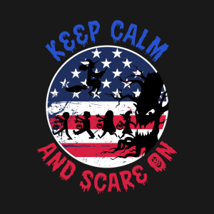 Funny Halloween American Flag Keep Calm And Scare On T Shirt 2