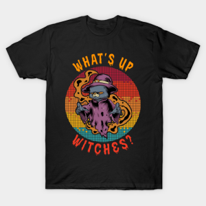 Funny Halloween Whats Up Witches Cat T Shirt 1