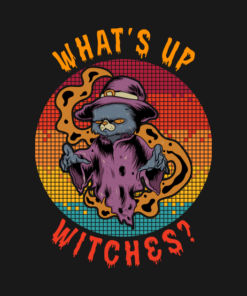 Funny Halloween Whats Up Witches Cat T Shirt 2