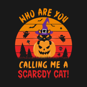 Funny Halloween Who Are You Scaredy Cat Vintage T-Shirt