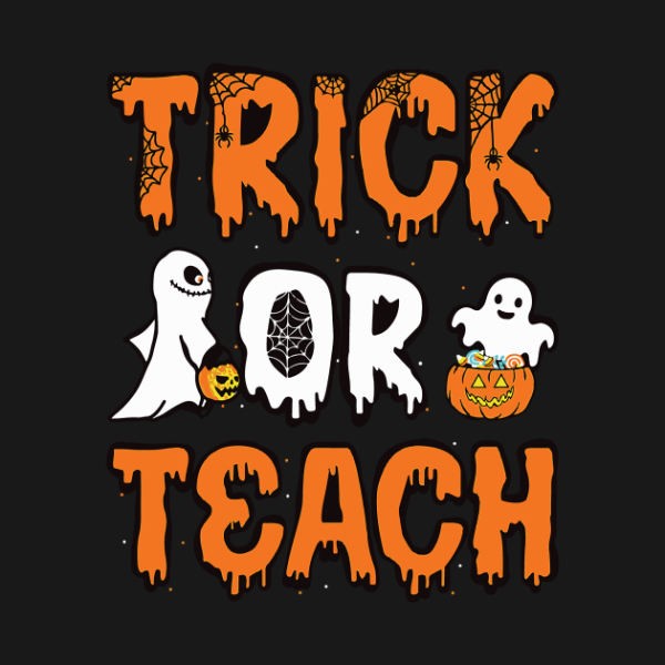 Ghost and pumpkin trick or teach t-shirt