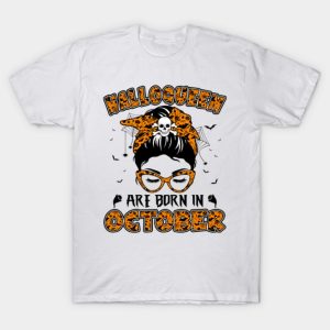 Halloqueen are born in October Halloween T-shirt