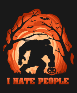 Halloween Bigfoot Sasquatch I hate people T shirt 2