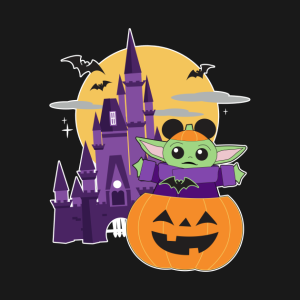 Halloween Castle and Baby Yoda T shirt 2