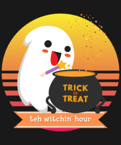 Halloween Cute Ghost Witching Hour Trick or Treat Vintage T Shirt 2