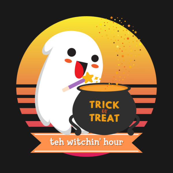 Halloween Cute Ghost Witching Hour Trick or Treat Vintage T-Shirt